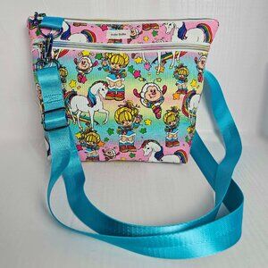 Vintage Rainbow Brite Crossbody Purse, 80s Cartoon Fabric